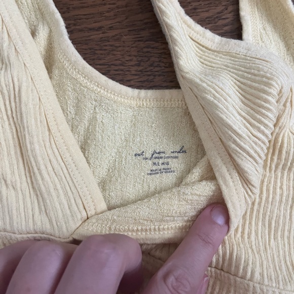 Pale yellow cropped Urban Outfitters tank top bralette barely worn super soft - Picture 2 of 5